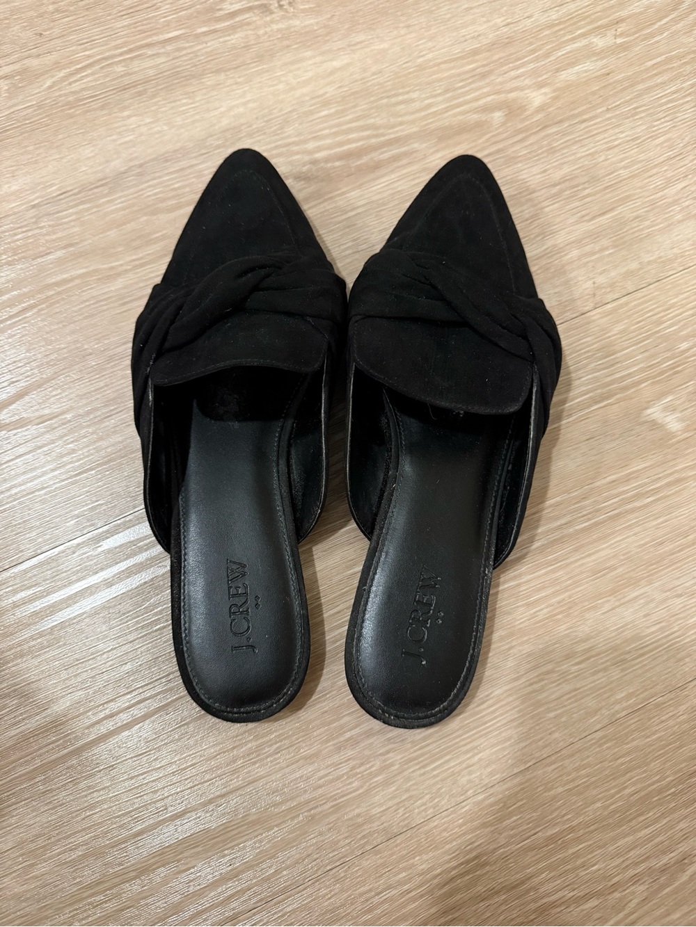 J. Crew Black Suede Knot Mule Flats